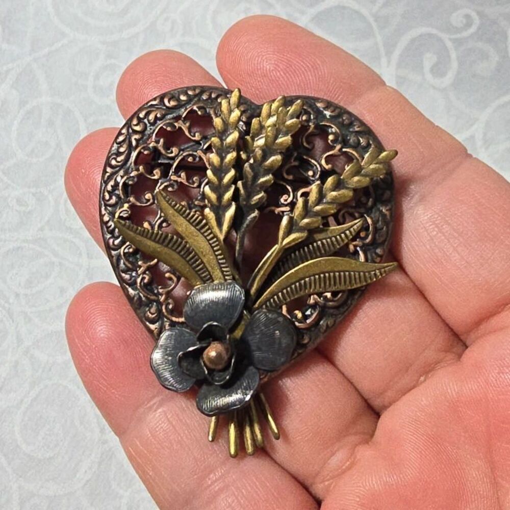 Harvest Wheat and Rose Fall Brooch